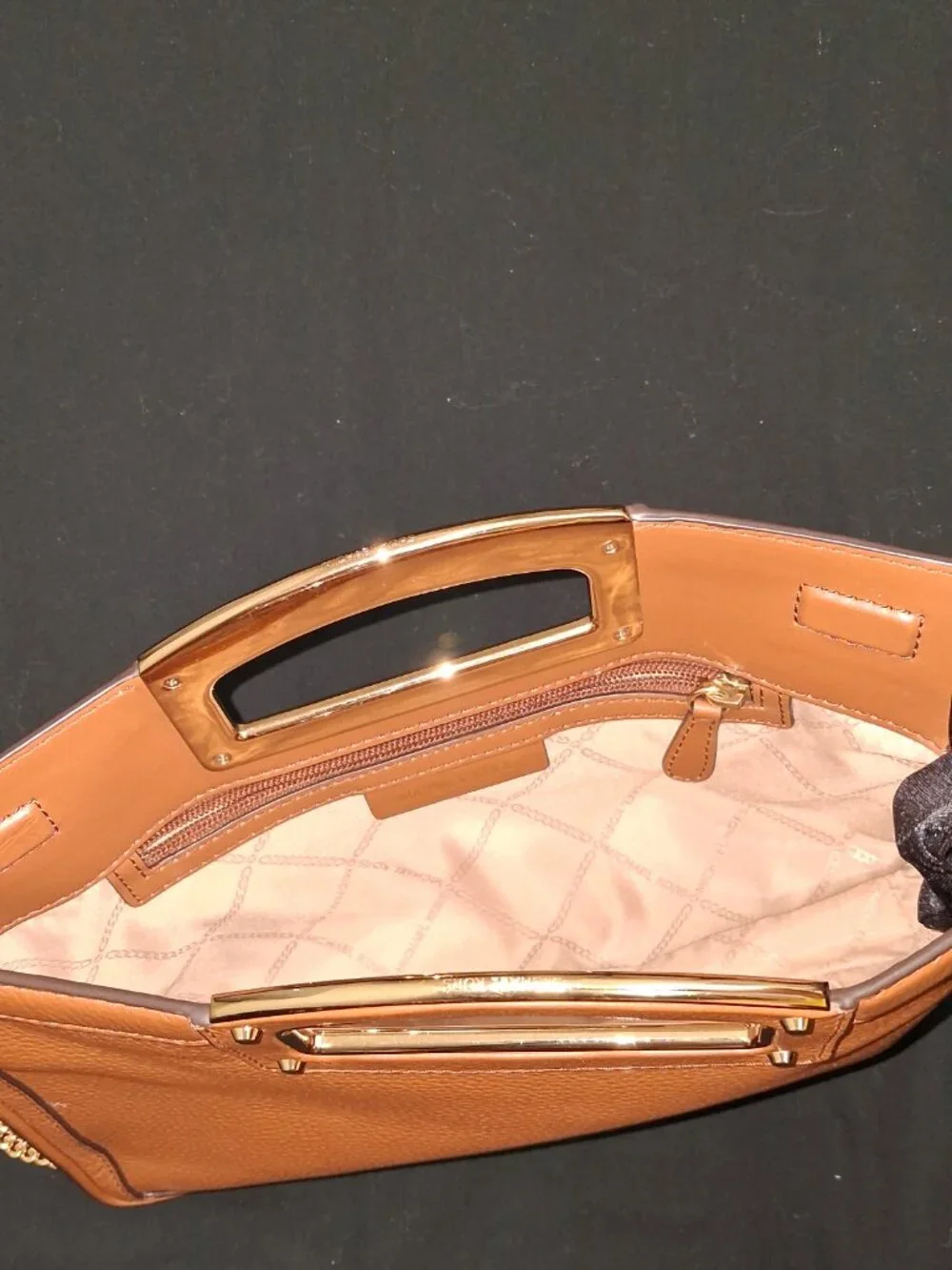 Michael Kors Berkley Legacy Large Convertible Leather Clutch Luggage Brown